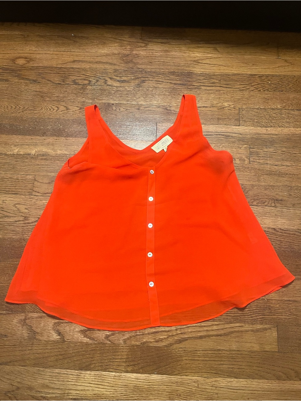 Red/orange Sleeveless Button-Front Women's Top